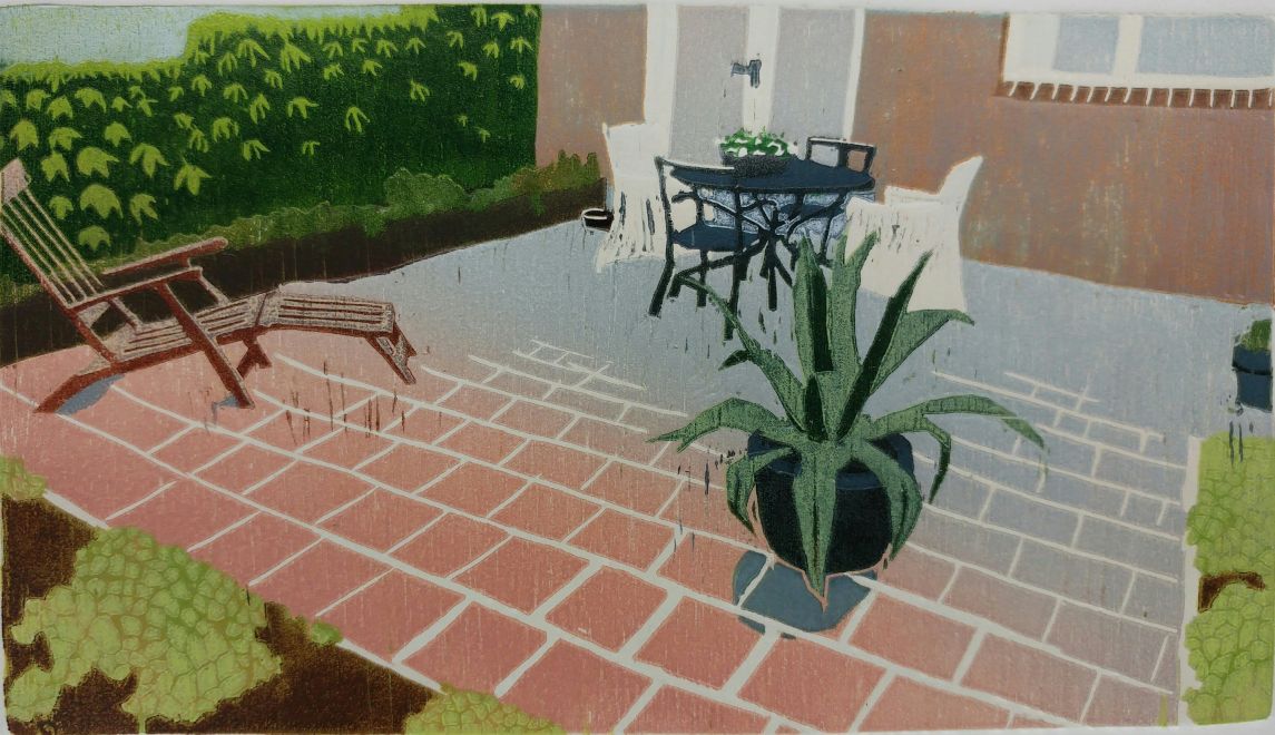 Terras Delfzijl I 2018 I houtsnede