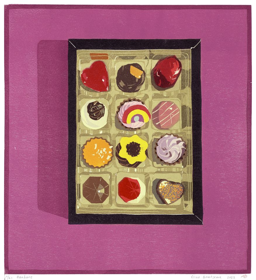 Bonbons I 2023 I houtsnede I 30,1 x 27,6 cm I oplage: 21<b>[SOLD OUT]</b>
